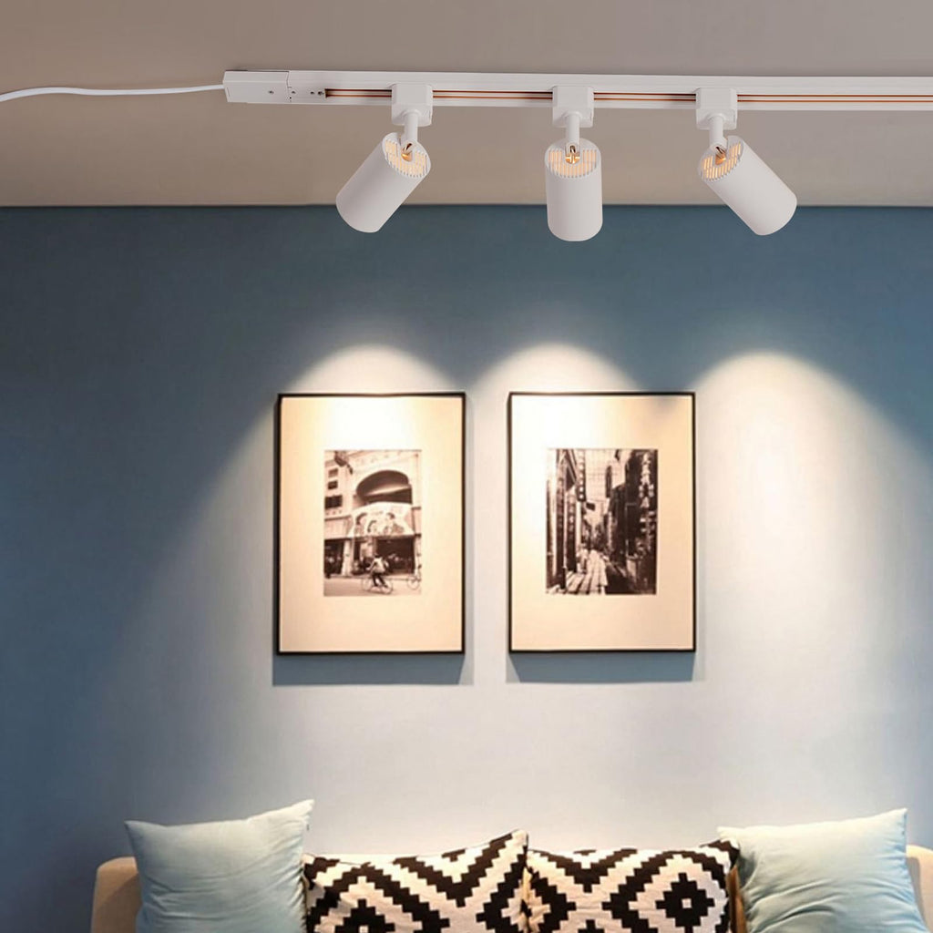 Plug in Track Lighting with Power Cord, 8 Light LED Track Lighting Kit with Connectable Rails, GU10 Kitchen Track