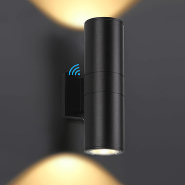Dusk to Dawn Outdoor Lighting Sensor Wall Lights 1 Pack, 12W 2700K Integrated LED Cylinder Up Down Lights Outdoor