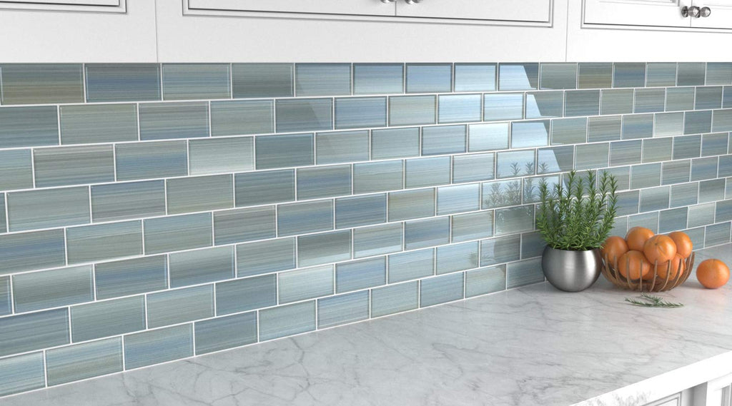 Wintermoss Glass Subway Tile Backsplash or Bathroom, 3x6