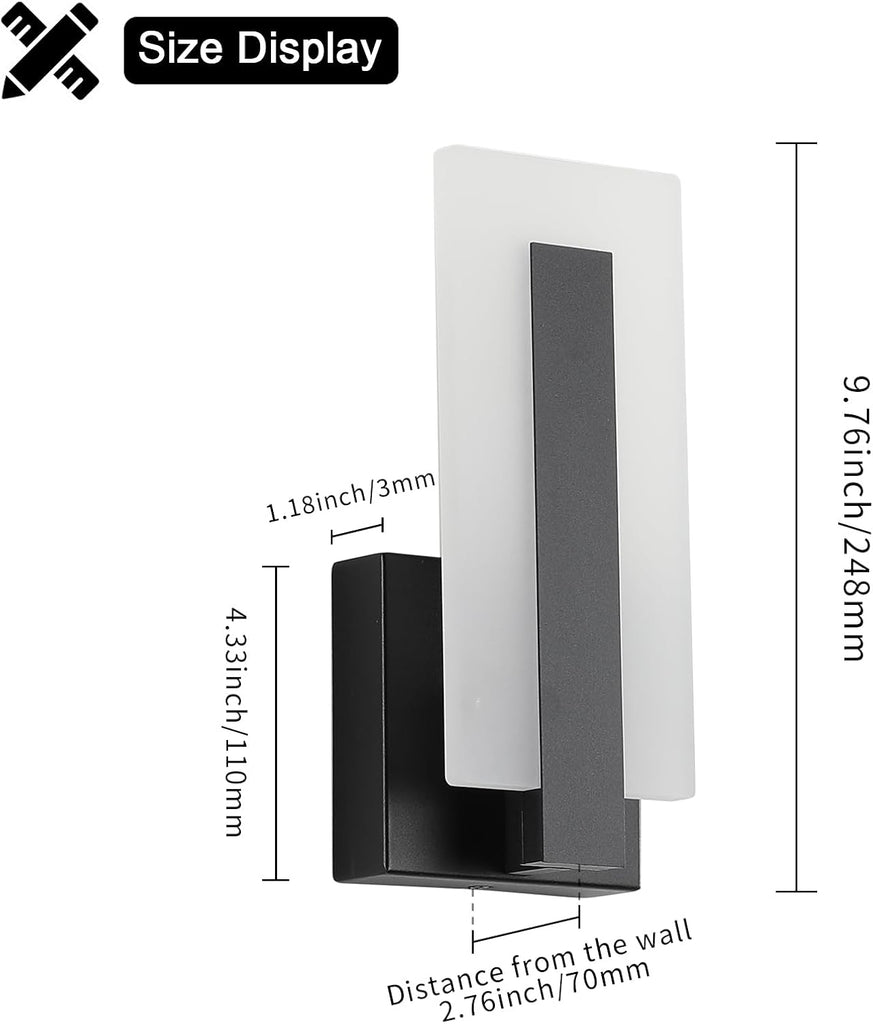 Modern LED Wall Sconces Up and Down Wall Mount Light Black 3000K Warm White Wall Lights Set of 2, Indoor Wall