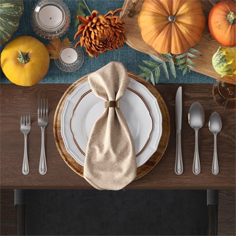 46-Piece Stainless Steel Flatware Set with Beaded Design
