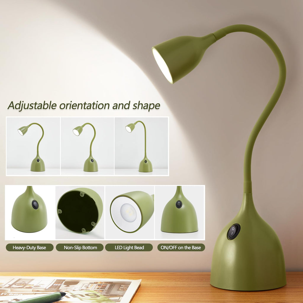 Desk Lamp for College Dorm Room - LED Reading Light, Green