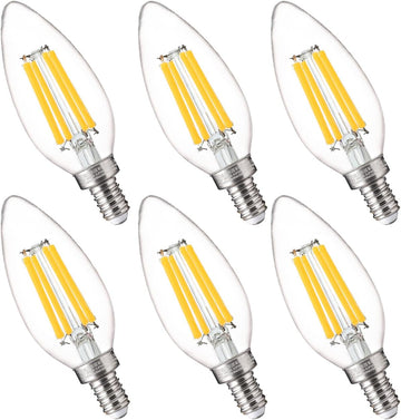 100W Equivalent Candelabra LED Bulbs 5000K Daylight, Dimmable LED Chandelier Light Bulbs, Porch, 800LM, E12 Base, 6
