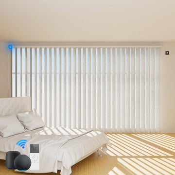 Motorized Vertical Blinds Compatible with Alexa Google Home, Blackout Sliding Door Shades Smart Vertical Blinds