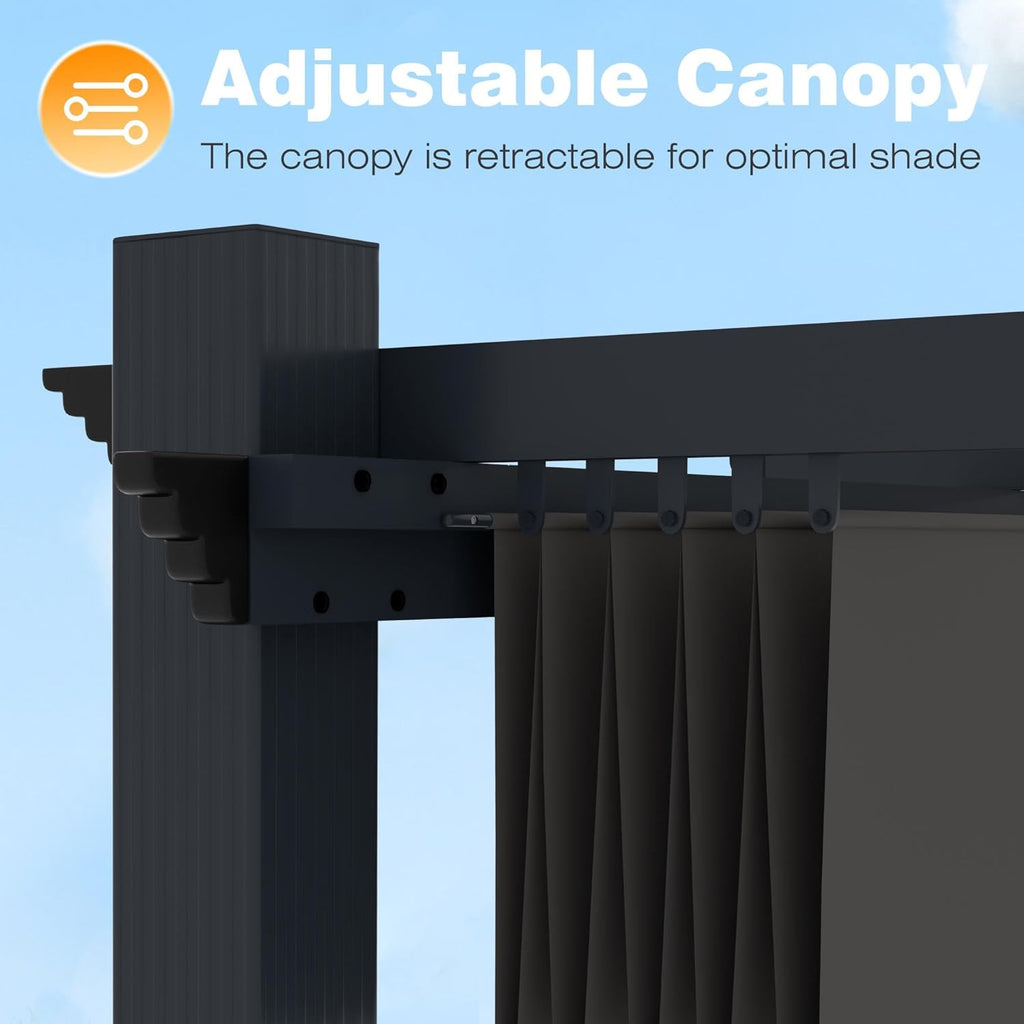 12' X 16' Outdoor Pergola, Aluminum Pergola Patio with Weather-Resistant Canopy for Backyard Deck Garden, Grey