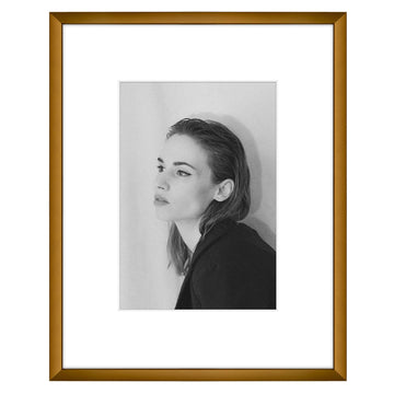 8x10 Bronze Aluminum Frame with White Mat, Real Glass