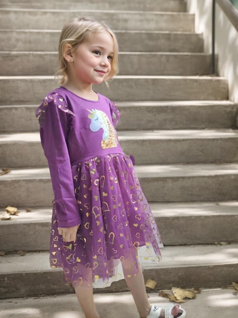 Toddler Girls Long Sleeve Autumn Spring Dress Casual Outfits Party Tutu Dress Gifts