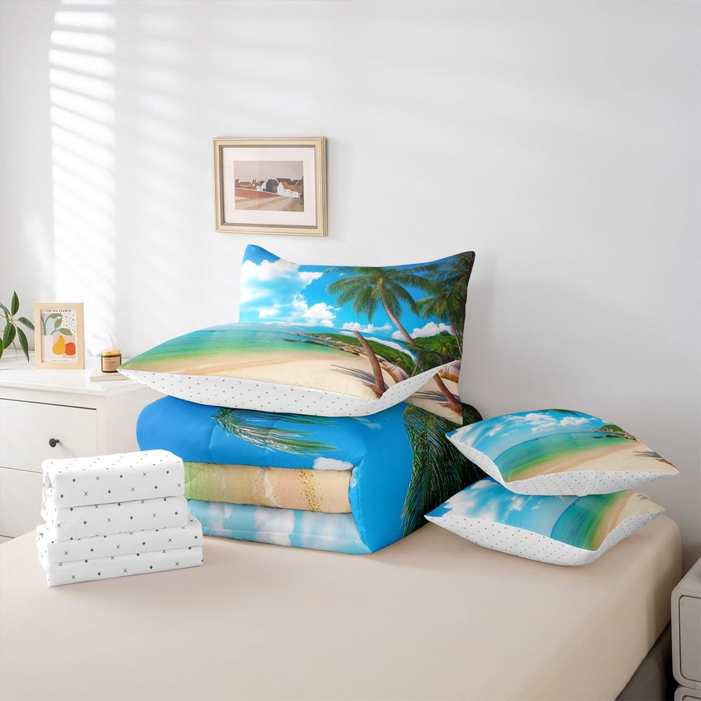 Ocean Beach Comforter Set, Palm Trees 7-Piece