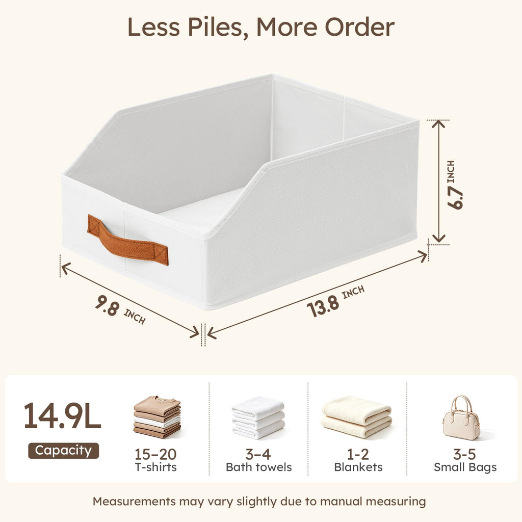 Fabric Storage Bins for Organizing - 10 Pack Large Trapezoid Collapsible Storage Bins with Front Handle, Closet