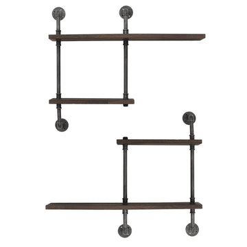 Industrial Pipe Shelving Wall Mounted, Rustic Floating Shelves Wall Shelf Unit Bookshelf Hanging Wall