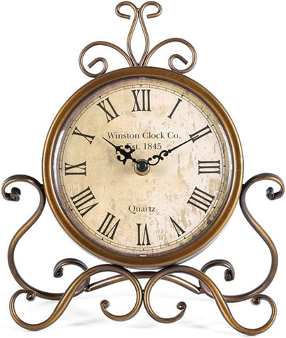 HZDHCLH Vintage Table Clocks for Living Room Bedroom Decor, Silent Decorative Farmhouse Shelf Clock Battery Operated