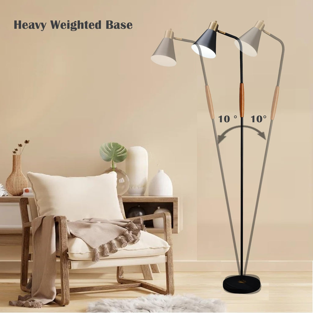Reading Floor Lamp, Industrial Modern Style, 360 Degree Rotatable, Black & Brushed Copper Finsh, Height Adjustable, 3 CCT