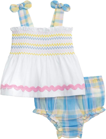 Baby Girl Smocked Ric Rac Pinafore and Bloomer Set, 9-12 Months