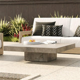 Square Modern Concrete Coffee Table, 43 x 43 x 12 in, Fiber Reinforced Stone, Dark Gray Acrylic Sealed Finish