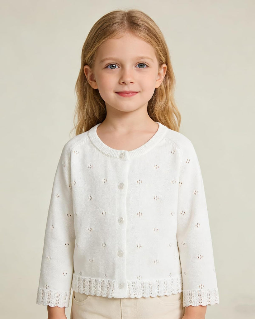 Baby Girls Cardigan Sweater Infant Toddler Knit Button Up Jacket Lace Trim Outfit Cotton Tops