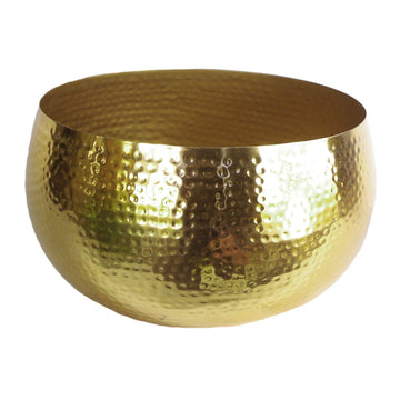 7305 Large Metal Planter 32 x 20cm Hammered Gold Colour-Straight Edge