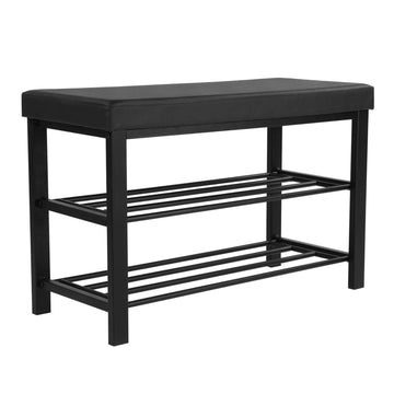 Shoe Bench, 3-Tier Storage Organizer, Foam Padded Seat
