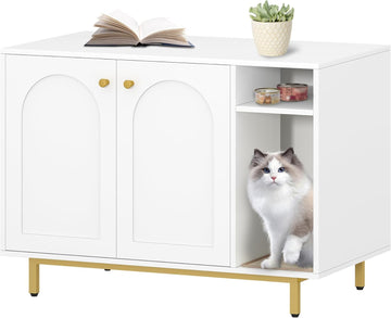 Cat Litter Box Enclosure, Hidden Litter Box Furniture with Storage
