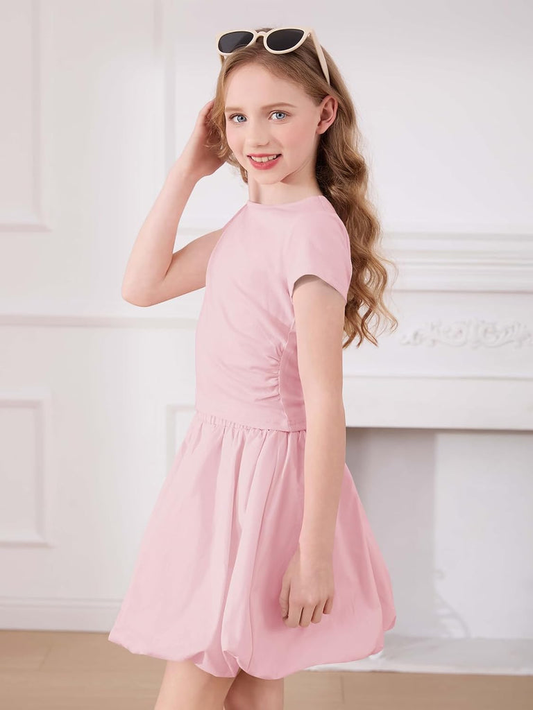 Girls Skirt Sets Piece Ruched Bubble Skirt Outfits