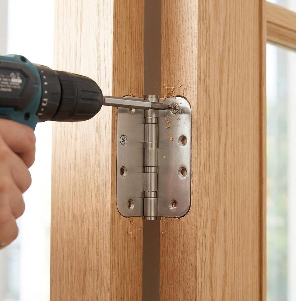 3 Pack Ball Bearing Door Hinges, 4x4 Inch Heavy Duty Stainless Steel Hinges, Brushed Nickel, 5/8" Radius Corner