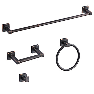 Bathroom Hardware Set 4 Pieces, Oil Rubbed Bronze Bathroom Accessories Set Stainless Steel Wall Mounted, Hand Towel