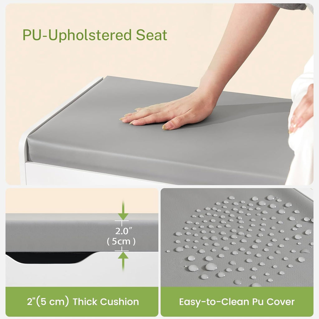 2-Tier Storage Bench, Shoe Bench with Adjustable Shelf & Lift Top Storage, Entryway Bench with Cushioned Seat,13.8"D