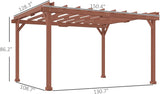 11' x 12.5' Outdoor Pergola, Wood Pergola Gazebo Grape Trellis with Stable Structure for Climbing Plant Support, Patio