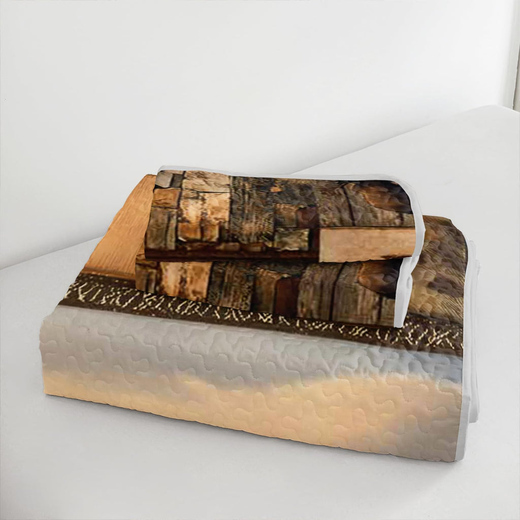 Rustic Brown Bear Quilts Bedding 3Pcs Wild Animal Deer Quilt Bed Set