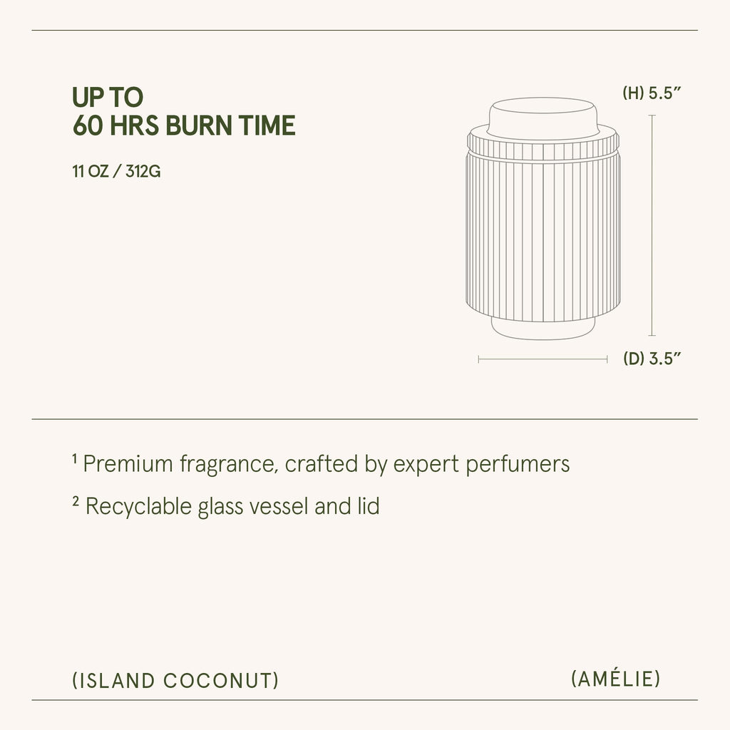 Island Coconut Vanilla Scented Candles, Natural Soy