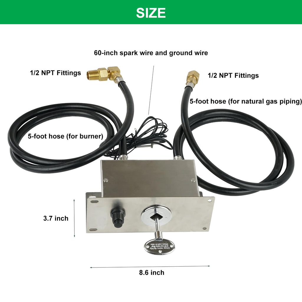 All-in-One Natural Gas Fire Pit Ignition System Kit, Outdoor DIY Fire Pit Accessory