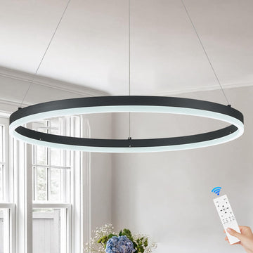 Modern LED Pendant Lighting Ring Chandelier Black Dimmable LED Chandelier 36W Adjustable Pendant Light Fixture
