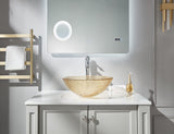 Pearl Series Glass Vessel Sink In Gold Top Raindrop Mount Sinks Above Countertop | Vanity Countertop Sink Bowl with