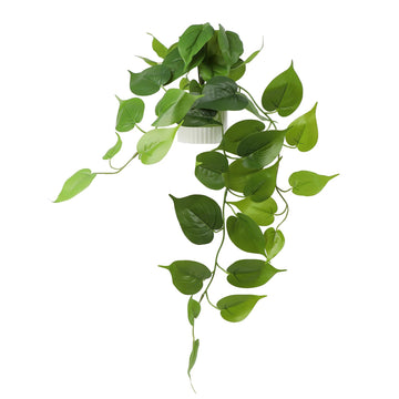Fake Plants with White Pot, Realistic Artificial Pothos Hanging Plant, Faux Indoor Plant Bathroom Shelf Cabinet Decor