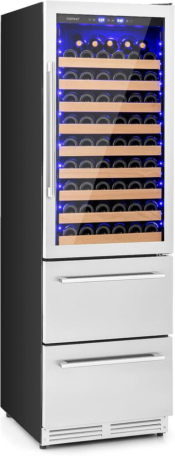 24 Inch Wine and Beverage Refrigerator, Dual Zone Beverage Cooler with Independe