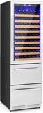 24 Inch Wine and Beverage Refrigerator, Dual Zone Beverage Cooler with Independe