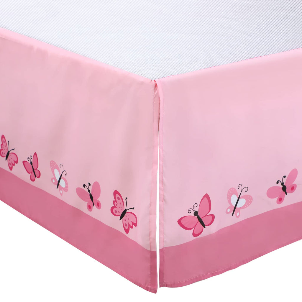 3 Pieces Butterfly Baby Crib Bedding Set for Girls, Pink