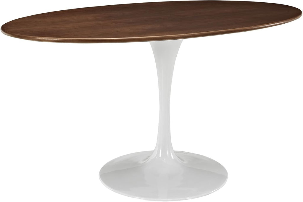 Inspired Tulip Style Oval Pedestal Dining Table — Walnut, 60″ Oval