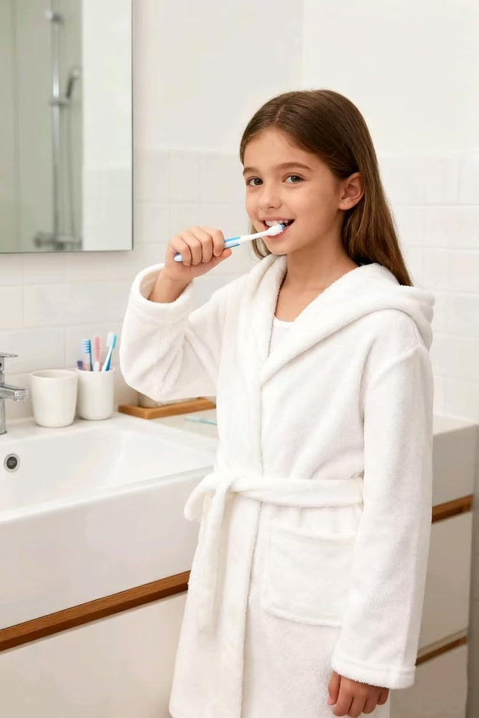 Girls Fleece Hooded Robe Warm Sleepwear for Toddler Kids Soft Fuzzy Bathrobe Gifts