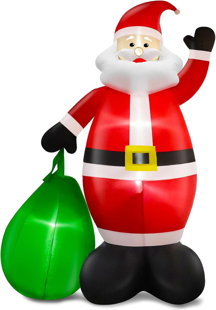 14 Ft by 8.5 Ft Giant Christmas Inflatable Santa Claus with Gift Bag Outdoor Decorations, Lighted Outside Standing