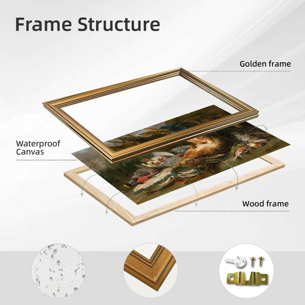 Vintage Hunting Scene Poster Framed Canvas Print Oil Paintings Reproduction World Classics Wall Art Painting Pictures