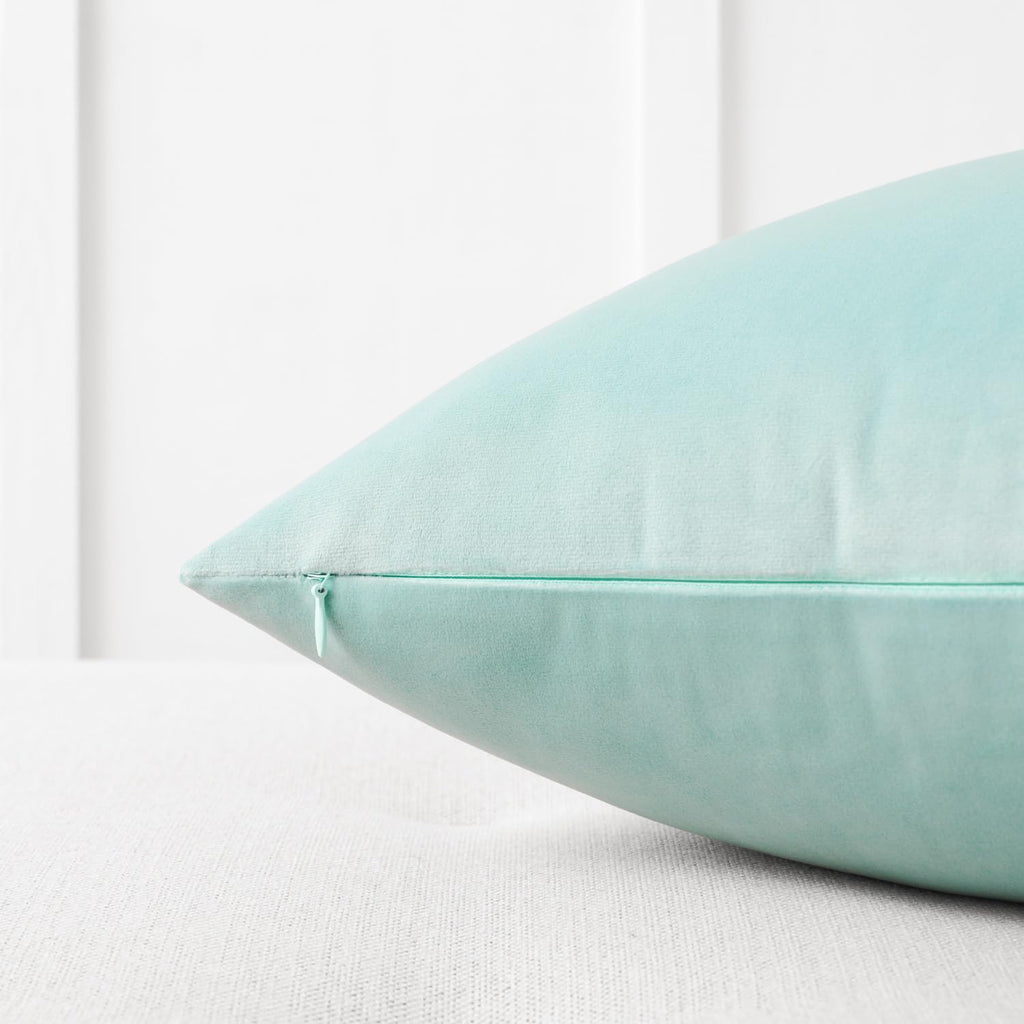 Decorative Throw Pillow Covers, Velvet Cushion Covers, Solid Throw Pillow Cases for Couch and Bed, Turquoise, 26 x 26