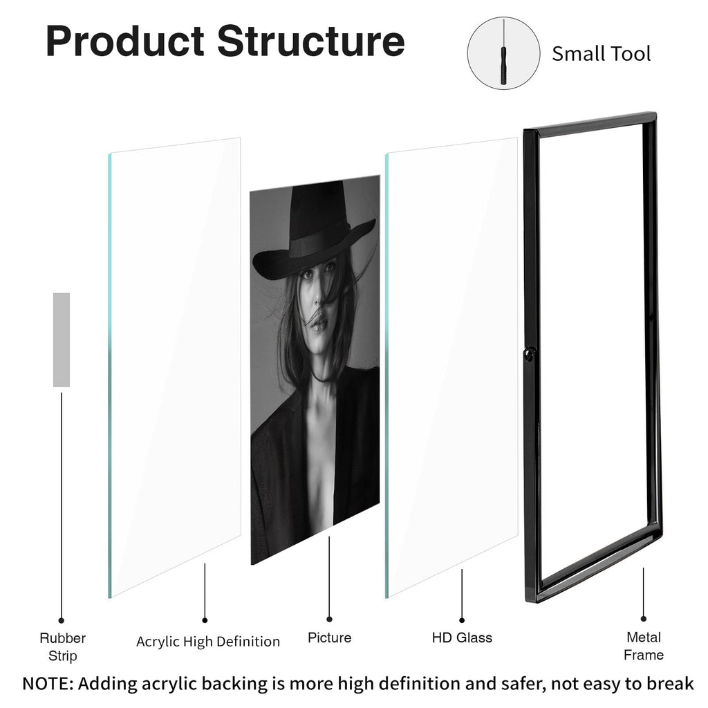 5x7 Black Floating Frame Set of 2, Metal Glass Picture Frames, For Picture 4x6, 3.5x5, 2x3 Wall Mount or Tabletop Shelf