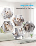 Cat Tree, 53 inch Cat Tower for Indoor Cats, Cat House with Padded Platform Bed, Toy Balls, Large Cozy Condo