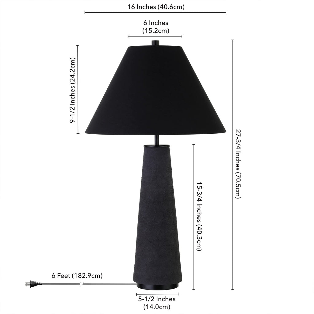 28" Transitional 1-Light Table Lamp, Flat Black