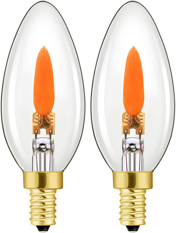 E12 Flickering Flame Light Bulbs, B11 LED Flicker Candelabra Flame Effect Light Bulb for Decoration, Clear Glass CA11