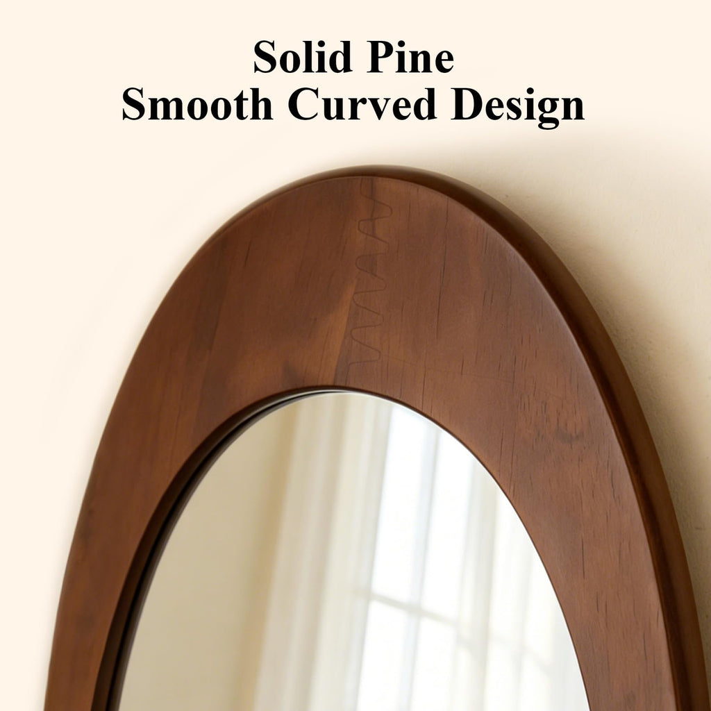 Asymmetrical Full Length Mirror, 48" H x 24" W Irregular Boho Decorative Wall Mirror, Mid Century Modern Wall Art