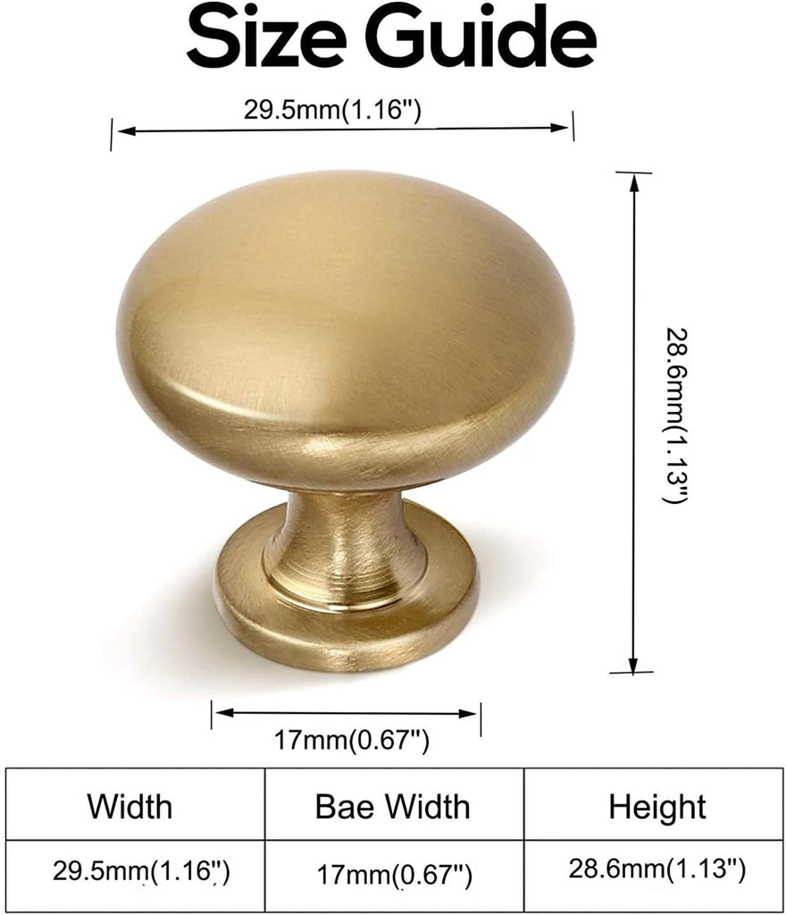 Aged Brass Knobs 12 Pack, Solid Warm Gold Cabinet Knobs, Antique Brass Drawer Knobs, Champagne Bronze Kitchen Cabinet