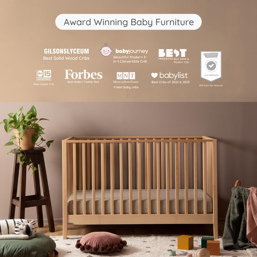 Baby LaLa 3-in-1 Convertible Wood Crib Bed, Made in Italy, Natural | Crib to Toddler & Day Bed, GREENGUARD Gold