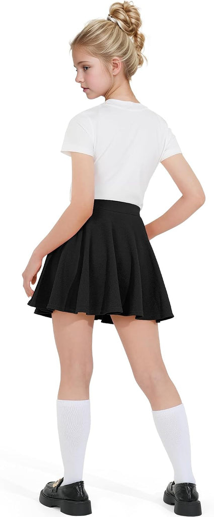 Kids Girls Skirt Casual Mini Plain Flare Pleated Uniform Skirts