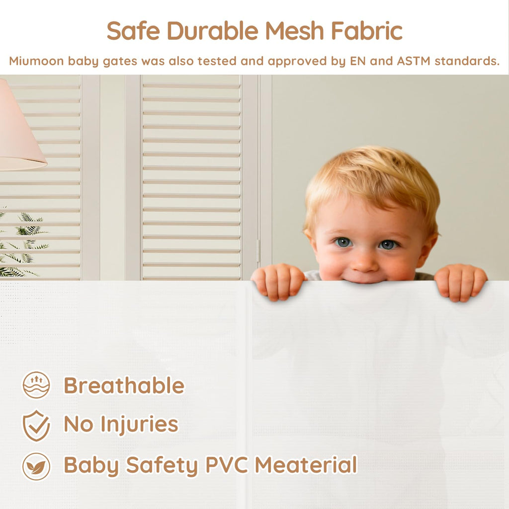 71 inch One-Hand Operation Retractable Baby Gates 34 inch Tall
